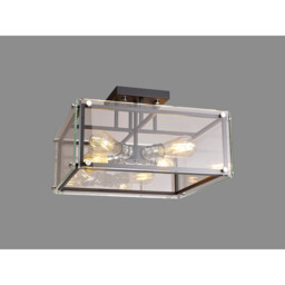 Wayne Semi Flush, 4 Light E27, Matt Black, Chrome, Clear Glass - thumbnail 3