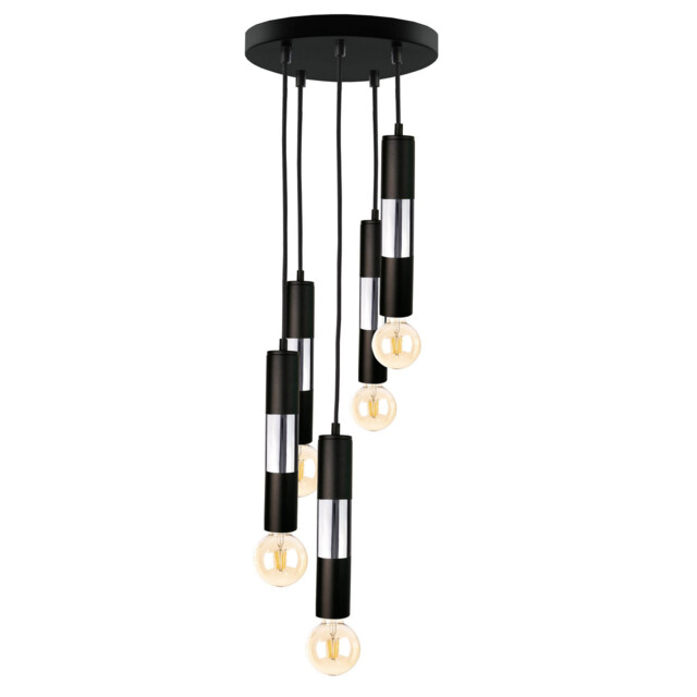 Magnum Cluster Pendant Ceiling Light Black, Silver, 30cm, 5x E27