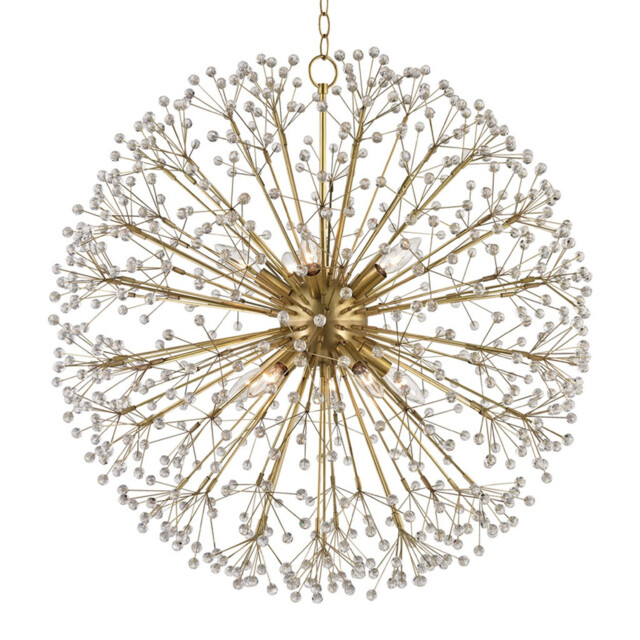 Dunkirk 10 Light Chandelier Brass, Crystal