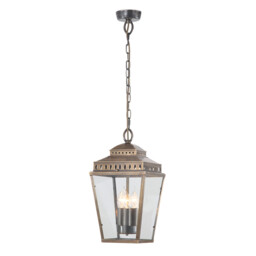 Mansion House 3 Light Outdoor Ceiling Chain Lantern Brass IP44, E14 - thumbnail 1