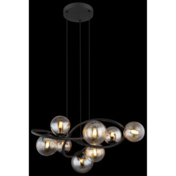 Tuberius Globe Pendant Ceiling Light Matt Black Amber Glass Shade 8x G9 3000K - thumbnail 5