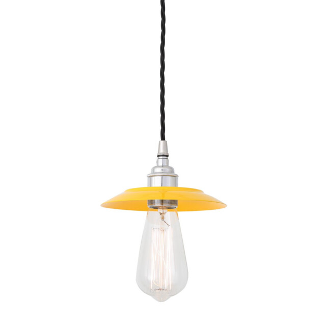 Reznor Pendant, Chrome, Yellow Shade - image 1