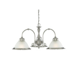 American Diner 3 Light Multi Arm Multi Arm Ceiling Pendant Satin Silver, Acid Ribbed Glass, E27 - thumbnail 2