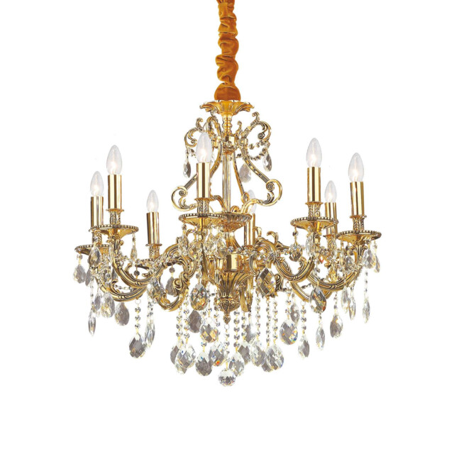 Gioconda  8 Light Crystal Chandelier Antique Gold Finish, E14