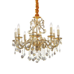 Gioconda  8 Light Crystal Chandelier Antique Gold Finish, E14