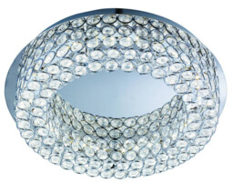 Vesta LED Round Flush Ceiling Light Chrome, Crystal Glass with Mirror Centre