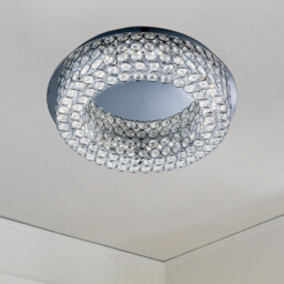 Vesta LED Round Flush Ceiling Light Chrome, Crystal Glass with Mirror Centre - thumbnail 2