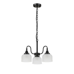 DeRuyter 47cm Semi Flush/Pendant, 3 Light E27, Satin Black/Frosted Glass - thumbnail 5