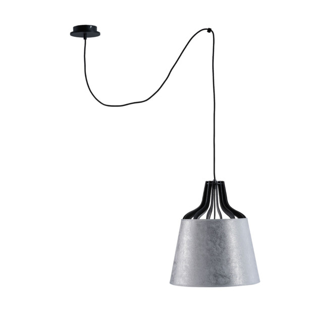Ivo Dome Pendant Ceiling Light Silver, 38cm, 1x E27, 200cm Wire