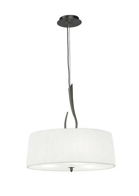 Lua Cylindrical Ceiling Pendant 3 Light E27, Satin Nickel with White Shade - image 1