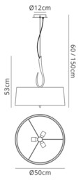 Lua Cylindrical Ceiling Pendant 3 Light E27, Satin Nickel with White Shade - thumbnail 2