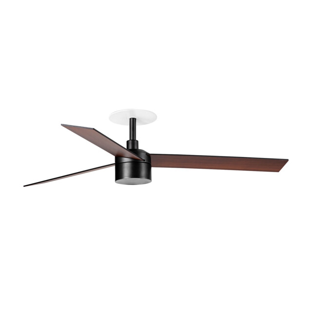 Rudder Recessed 132cm TEK LED Ceiling Fan Matt Black, Walnut Blades 4000K, 3 Blade Reversible - image 1