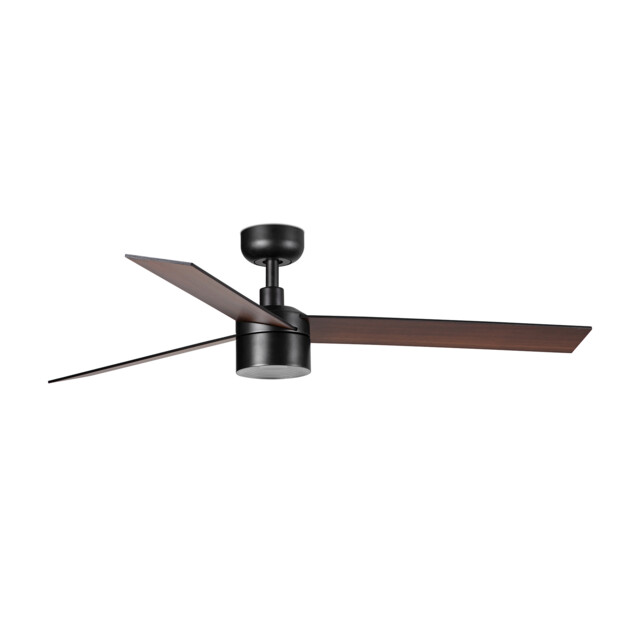 Rudder Recessed 132cm TEK LED Ceiling Fan Matt Black, Walnut Blades 3000K, 3 Blade Reversible - image 1