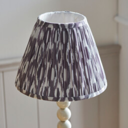 Higgledy Gloss Almond White Paint Table Lamp with Pearl Grey Fabric Ikat Shade 25cm E14 - thumbnail 5