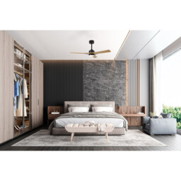 Thai 30W LED Dimmable Ceiling Light With Built-In 35W DC Fan, 2700-5000K Remote & APP Control, 2400lm, White/Wood, 5yrs Warranty - thumbnail 3