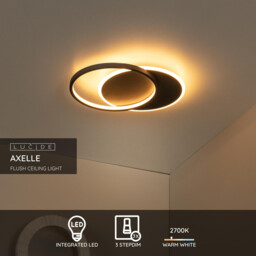 Lucide AXELLE - Flush ceiling light - LED Dim. - 1x24W 2700K - 3 StepDim - Black - thumbnail 2