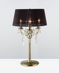 Olivia Table Lamp with Black Shade 3 Light Antique Brass, Crystal - thumbnail 2