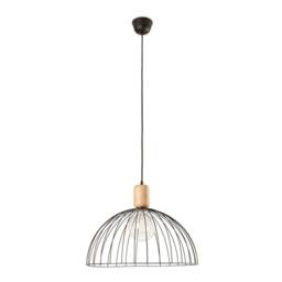 Contrast Cage Ceiling Pendant Matt Black Light Wood 1x E27 48.7cm