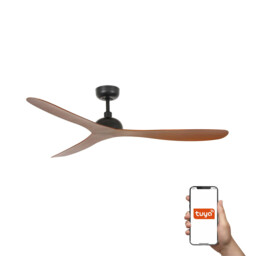 Gotland 132cm Smart Ceiling Fan Black, Walnut Blades - thumbnail 1