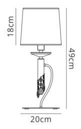 Tiffany Table Lamp 1+1 Light E14+G9, Antique Brass with Soft Bronze Shade & Clear Crystal - thumbnail 2