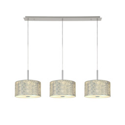 Baymont Polished Chrome 3 Light E27 Linear Pendant With 30cm x 17cm Silver Leaf Shade 3m - thumbnail 1
