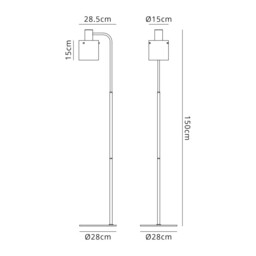 Ghent Floor Lamp, E27, Black, Smoke Fade Glass - thumbnail 2
