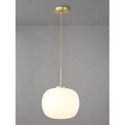 Cheektowaga Medium Oval Ball Ceiling Pendant E27 Satin Gold Suspension With Frosted White Glass Globe - thumbnail 3