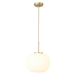 Cheektowaga Medium Oval Ball Ceiling Pendant E27 Satin Gold Suspension With Frosted White Glass Globe - thumbnail 5