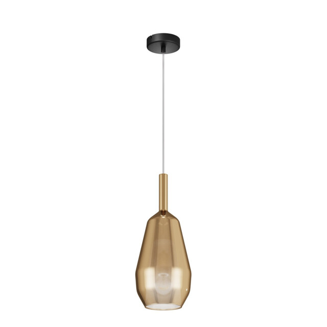 Duality Modern 16cm Dome Pendant Ceiling Light Black 1xE27 Gold Shade - image 1