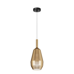 Duality Modern 16cm Dome Pendant Ceiling Light Black 1xE27 Gold Shade - thumbnail 1