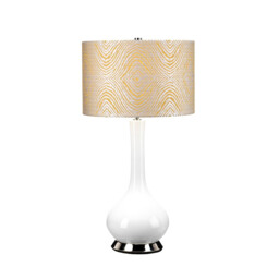 Milo Table Lamp with Round Shade, Polished Nickel, White, Yellow - thumbnail 1