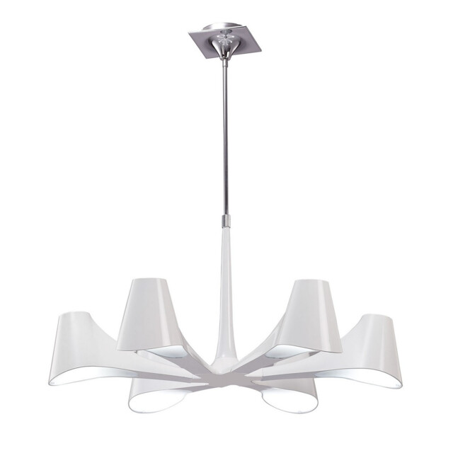 Ora Telescopic Convertible To Semi Flush 6 Light E27, Gloss White/Polished Chrome - image 1