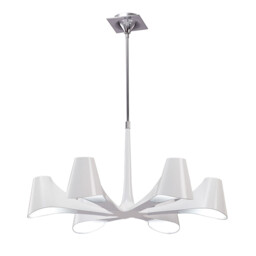 Ora Telescopic Convertible To Semi Flush 6 Light E27, Gloss White/Polished Chrome