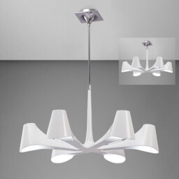 Ora Telescopic Convertible To Semi Flush 6 Light E27, Gloss White/Polished Chrome - thumbnail 2