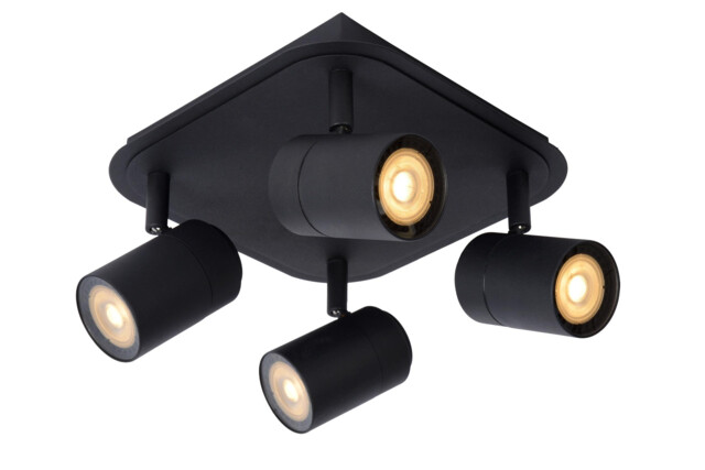 Lennert Modern Ceiling Spotlight Bathroom - LED Dim. - GU10 - 4x5W 3000K - IP44 - Black - image 1