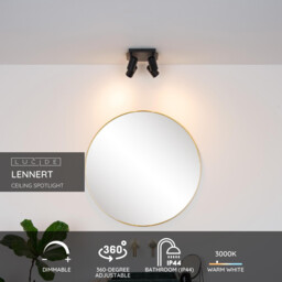 Lennert Modern Ceiling Spotlight Bathroom - LED Dim. - GU10 - 4x5W 3000K - IP44 - Black - thumbnail 2
