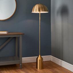 Nova Floor Lamp Antique Brass Plate & Gloss White 1 Light IP20 - E27 - thumbnail 2