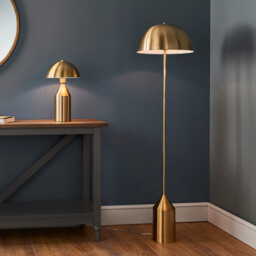 Nova Floor Lamp Antique Brass Plate & Gloss White 1 Light IP20 - E27 - thumbnail 3