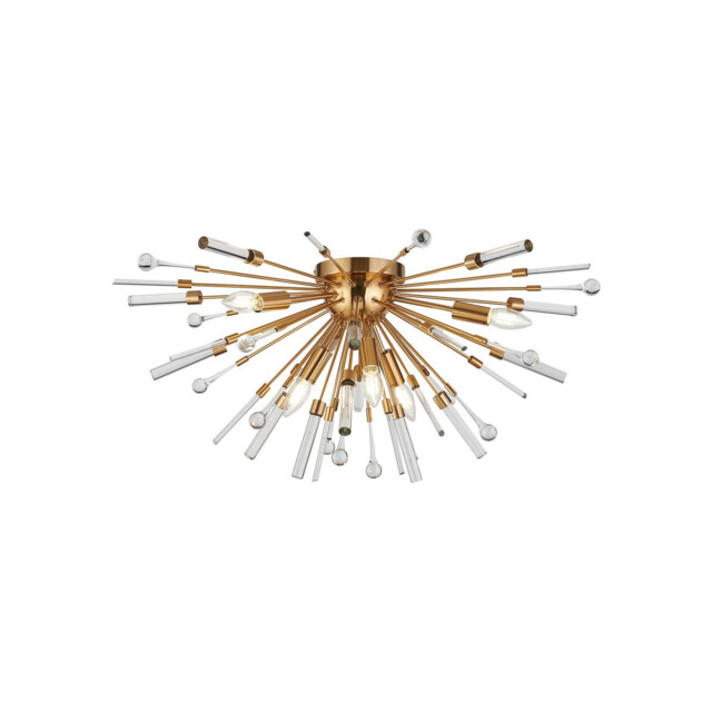 Noon Semi Flush 6 Light E14 Antique Gold/Clear Glass - image 1