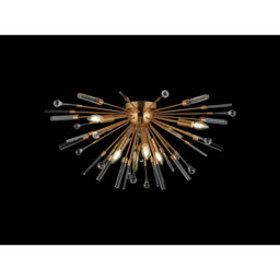 Noon Semi Flush 6 Light E14 Antique Gold/Clear Glass - thumbnail 2
