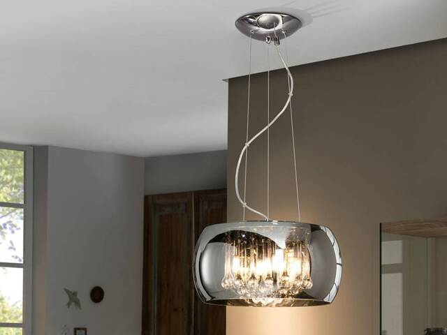 Argos 5 Light Dimmable Crystal Ceiling Pendant with Remote Control Chrome, Mirror, G9 - image 1