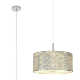 Baymont Polished Chrome E27 Single Pendant With 40cm x 18cm Silver Leaf Shade With Frosted/PC Acrylic Diffuser - thumbnail 1
