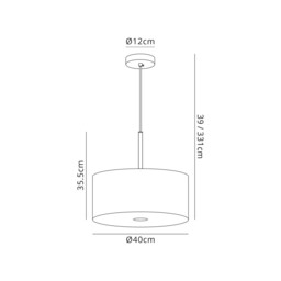 Baymont Polished Chrome E27 Single Pendant With 40cm x 18cm Silver Leaf Shade With Frosted/PC Acrylic Diffuser - thumbnail 3