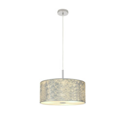 Baymont Polished Chrome E27 Single Pendant With 40cm x 18cm Silver Leaf Shade With Frosted/PC Acrylic Diffuser - thumbnail 5