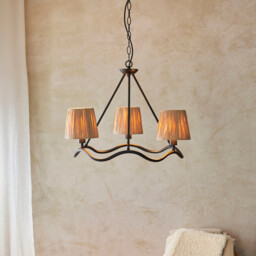 Wriggle Multi Arm Pendant Ceiling Light Matt Black, Natural Raffia, 3x E14 - thumbnail 2