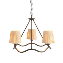 Wriggle Multi Arm Pendant Ceiling Light Matt Black, Natural Raffia, 3x E14 - thumbnail 1