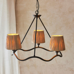 Wriggle Multi Arm Pendant Ceiling Light Matt Black, Natural Raffia, 3x E14 - thumbnail 3