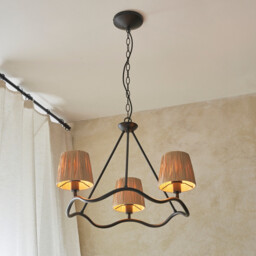 Wriggle Multi Arm Pendant Ceiling Light Matt Black, Natural Raffia, 3x E14 - thumbnail 5
