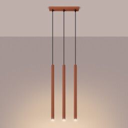 Pastelo Modern Bar Pendant 3 Light Red Ochre - thumbnail 3