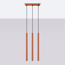Pastelo Modern Bar Pendant 3 Light Red Ochre - thumbnail 2